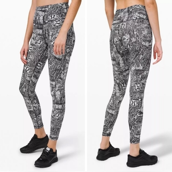 Lululemon Wunder Train High-Rise Tight 25" Tear It Up Alpine White Black Size 8 - Picture 16 of 16